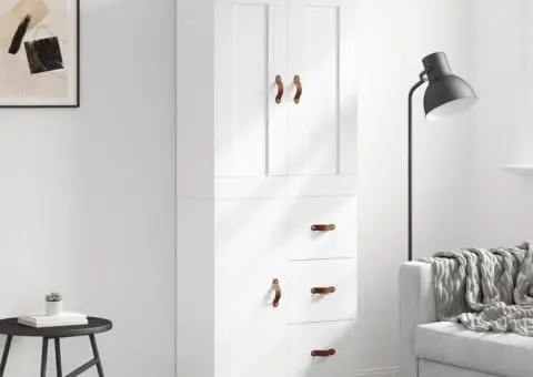 Dulap înalt, alb, 69,5x34x180 cm, lemn compozit - 1/5