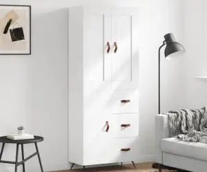 vidaXL Dulap înalt, alb, 69,5x34x180 cm, lemn compozit