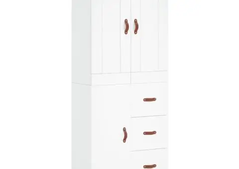 Dulap înalt, alb, 69,5x34x180 cm, lemn compozit - 2/5