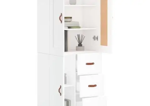 Dulap înalt, alb, 69,5x34x180 cm, lemn compozit - 3/5