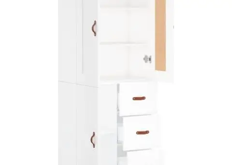 Dulap înalt, alb, 69,5x34x180 cm, lemn compozit - 4/5