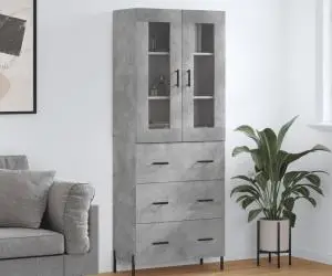 vidaXL Dulap înalt, gri beton, 69,5x34x180, lemn compozit