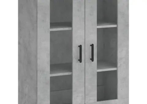 Dulap înalt, gri beton, 69,5x34x180, lemn compozit - 5/5