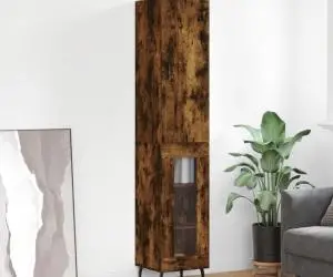 vidaXL Dulap înalt, stejar fumuriu, 34,5x34x180 cm, lemn prelucrat