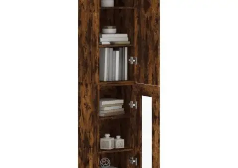 Dulap înalt, stejar fumuriu, 34,5x34x180 cm, lemn prelucrat - 3/5