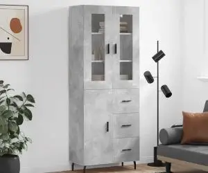 vidaXL Dulap înalt, gri beton, 69,5x34x180, lemn compozit