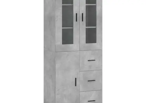 Dulap înalt, gri beton, 69,5x34x180, lemn compozit - 2/5