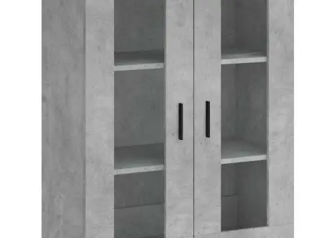 Dulap înalt, gri beton, 69,5x34x180, lemn compozit - 5/5