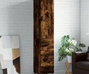 vidaXL Dulap înalt, stejar fumuriu, 34,5x34x180 cm, lemn prelucrat