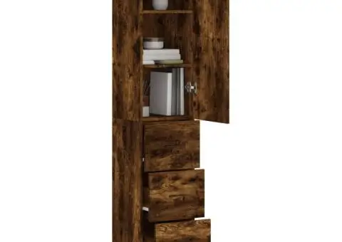Dulap înalt, stejar fumuriu, 34,5x34x180 cm, lemn prelucrat - 3/5