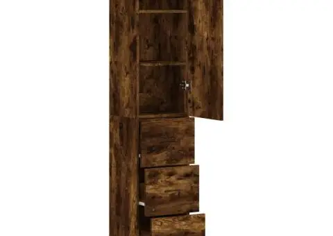 Dulap înalt, stejar fumuriu, 34,5x34x180 cm, lemn prelucrat - 4/5