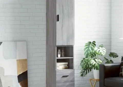 Dulap înalt, gri sonoma, 34,5x34x180 cm, lemn prelucrat - 1/5