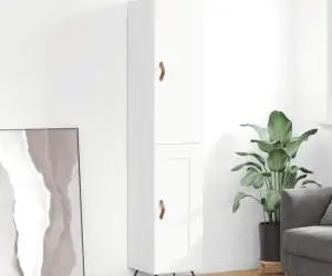 vidaXL Dulap înalt, alb extralucios, 34,5x34x180 cm, lemn prelucrat