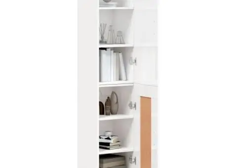 Dulap înalt, alb extralucios, 34,5x34x180 cm, lemn prelucrat - 3/5