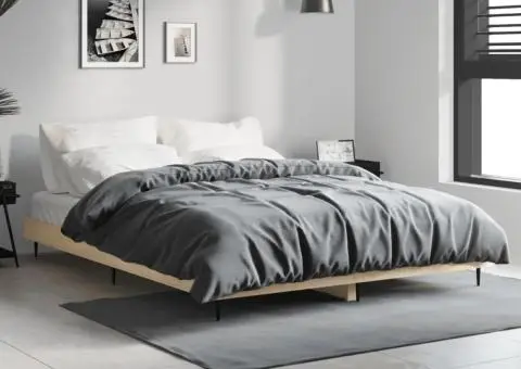 Cadru de pat, stejar sonoma, 135x190 cm, lemn prelucrat - 1/5