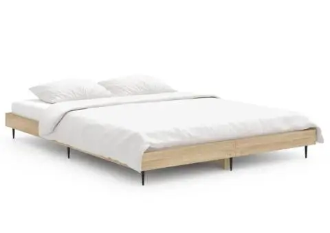 Cadru de pat, stejar sonoma, 135x190 cm, lemn prelucrat - 2/5