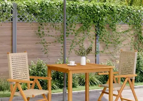 Scaune de grădină 2 buc., bej, lemn masiv acacia și poliratan - 3/5