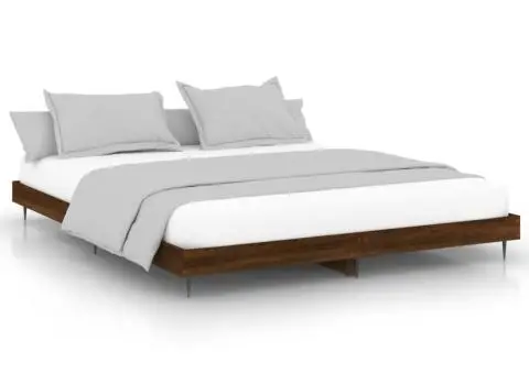 Cadru pat fără saltea stejar maro 120x200 cm, lemn prelucrat - 2/5