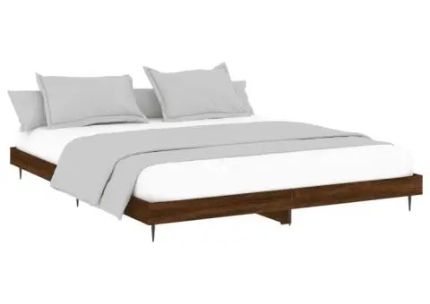 Cadru pat fără saltea stejar maro 120x200 cm, lemn prelucrat - 3/5