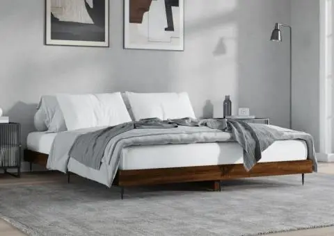 Cadru pat fără saltea stejar maro 120x200 cm, lemn prelucrat - 4/5