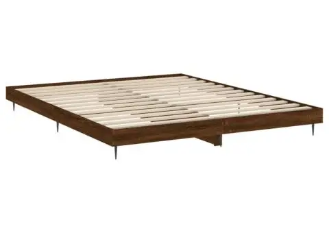 Cadru pat fără saltea stejar maro 120x200 cm, lemn prelucrat - 5/5