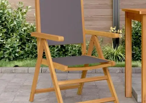 Scaune de grădină 2 buc., antracit, lemn masiv acacia și textil - 1/5