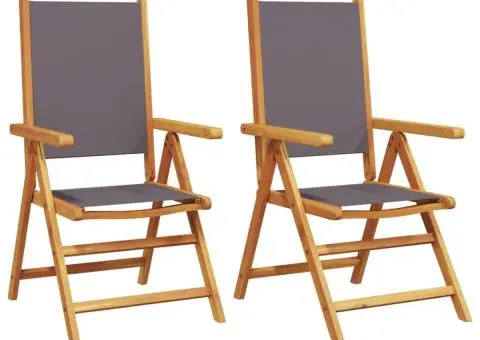 Scaune de grădină 2 buc., antracit, lemn masiv acacia și textil - 2/5