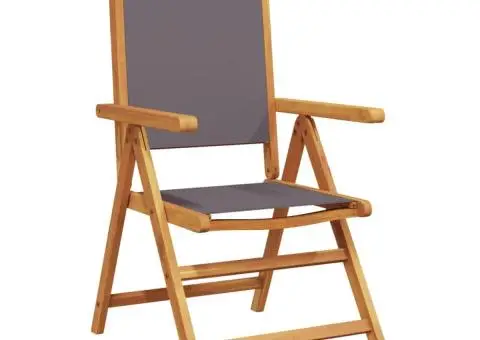 Scaune de grădină 2 buc., antracit, lemn masiv acacia și textil - 4/5