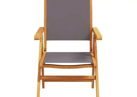 Scaune de grădină 2 buc., antracit, lemn masiv acacia și textil - 5/5