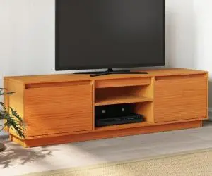 vidaXL Dulap TV, maro ceruit, 140x35x40 cm, lemn masiv de pin