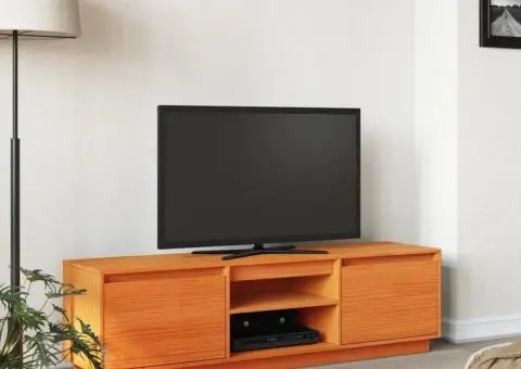 Dulap TV, maro ceruit, 140x35x40 cm, lemn masiv de pin - 3/5