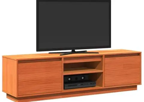 Dulap TV, maro ceruit, 140x35x40 cm, lemn masiv de pin - 4/5