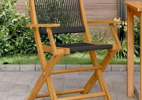 Scaune grădină 2 buc. negru, lemn masiv acacia și polipropilenă - 1/5