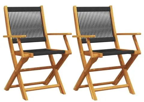 Scaune grădină 2 buc. negru, lemn masiv acacia și polipropilenă - 2/5