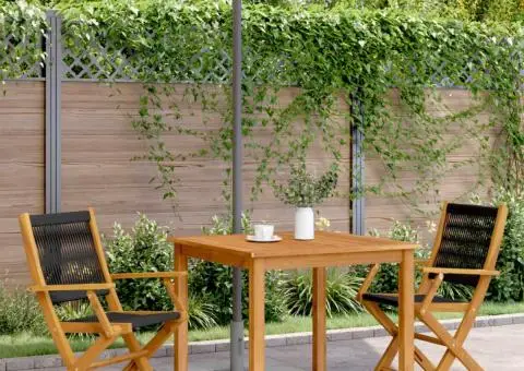 Scaune grădină 2 buc. negru, lemn masiv acacia și polipropilenă - 3/5