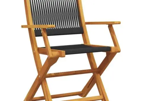 Scaune grădină 2 buc. negru, lemn masiv acacia și polipropilenă - 4/5