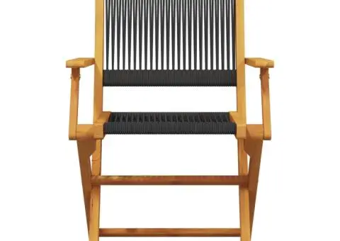 Scaune grădină 2 buc. negru, lemn masiv acacia și polipropilenă - 5/5