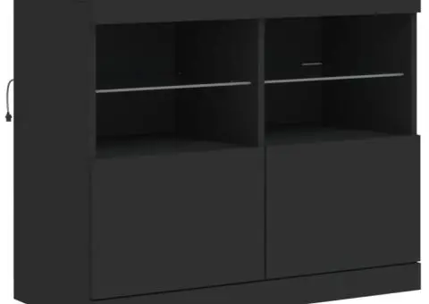 Servantă cu lumini LED, negru, 81x37x67 cm - 3/5