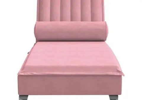 Șezlong de masaj cu suport sprijin, roz, catifea - 4/5