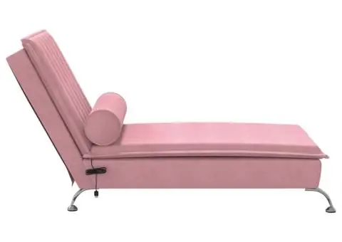 Șezlong de masaj cu suport sprijin, roz, catifea - 5/5