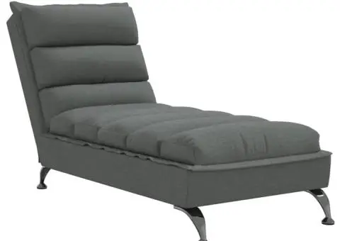 Șezlong cu perne, gri închis, material textil - 2/5