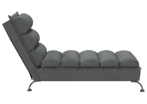 Șezlong cu perne, gri închis, material textil - 5/5