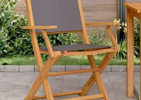 Scaune de grădină 2 buc., antracit, lemn masiv acacia și textil - 1/5