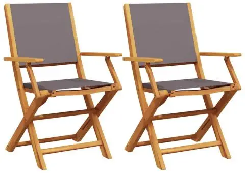 Scaune de grădină 2 buc., antracit, lemn masiv acacia și textil - 2/5