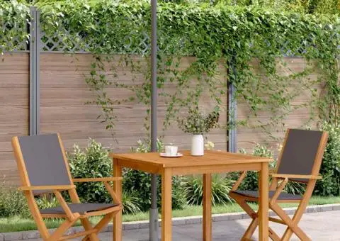 Scaune de grădină 2 buc., antracit, lemn masiv acacia și textil - 3/5