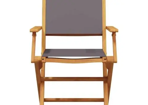 Scaune de grădină 2 buc., antracit, lemn masiv acacia și textil - 5/5