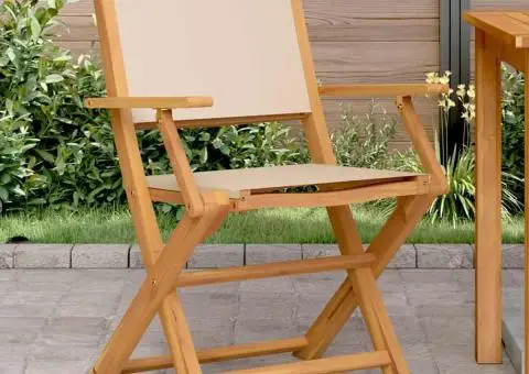 Scaune de grădină 2 buc., bej, lemn masiv acacia și textil - 1/5