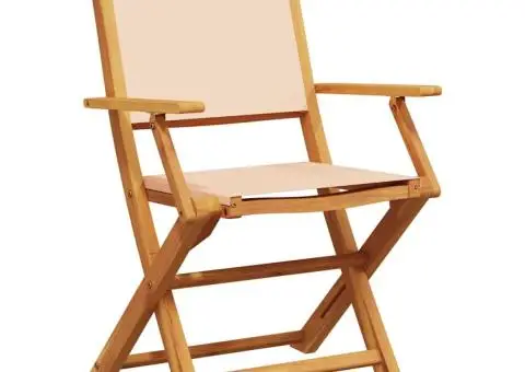 Scaune de grădină 2 buc., bej, lemn masiv acacia și textil - 4/5