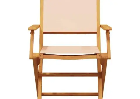 Scaune de grădină 2 buc., bej, lemn masiv acacia și textil - 5/5