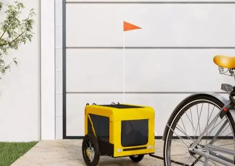Remorcă bicicletă animale companie galben/negru oxford/fier - 1/5